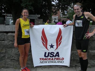 USATF NE Road Mile champions Larissa Park and Pat Fullerton (Jean Cann photo)
